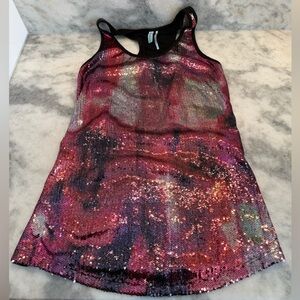 BNWOT Guess Marciano Sequin Tank Top Pink Multicolor Party Top Size M